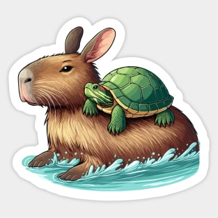 Capybara With Turtle Sticker